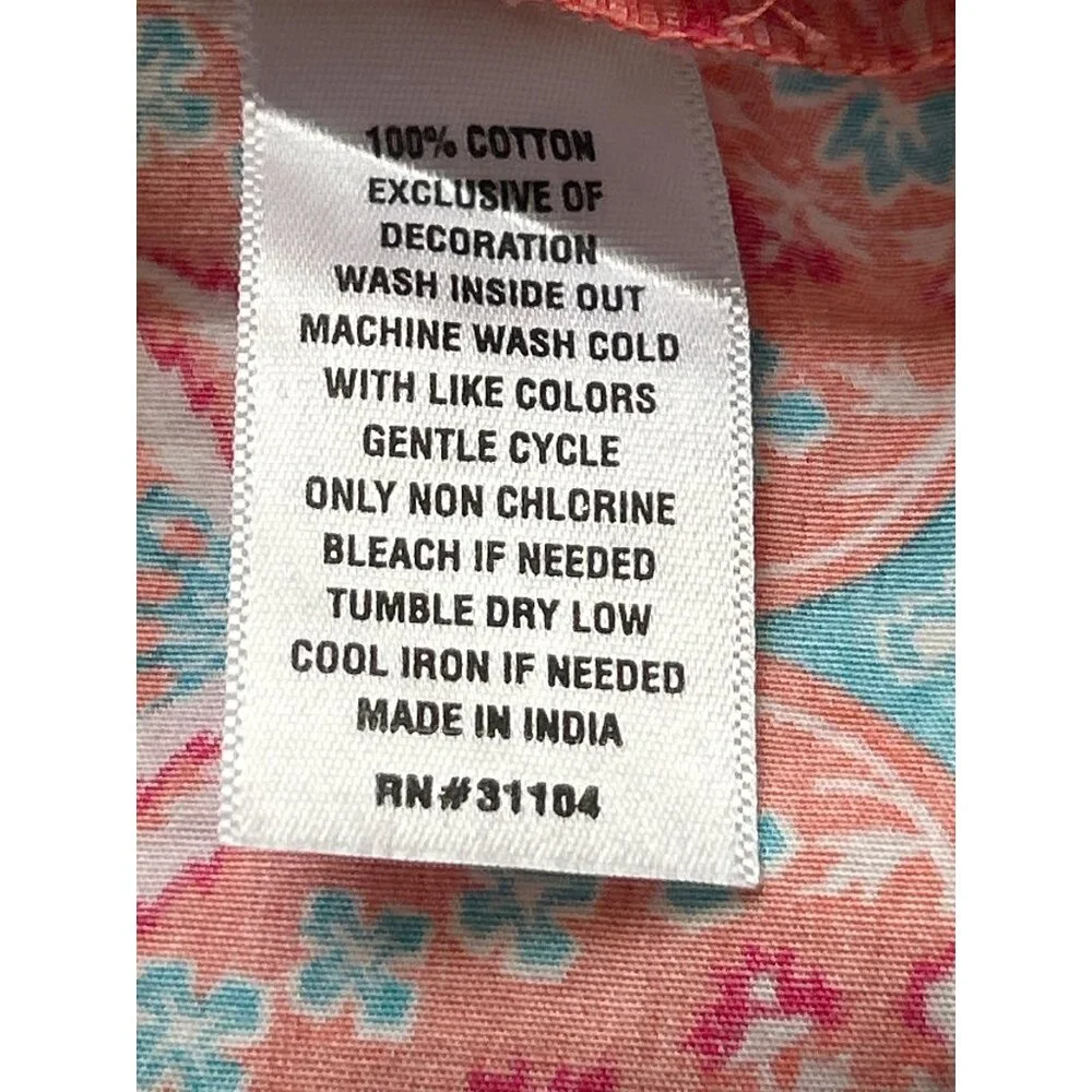 Crown & Ivy Sleeveless Tiered Coral Dress With Tassel Ties L 100% Cotton Made In - Picture 5 of 9